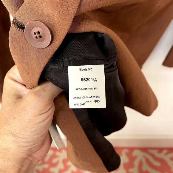 Vintage Ann Freedberg Brown Linen Button Down Jacket sz 10 - Picture 4 of 5